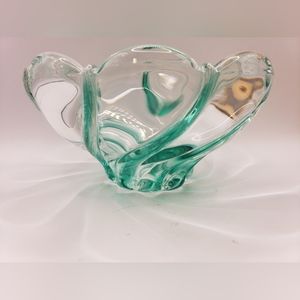 Vintage Mikasa green swirl candy dish